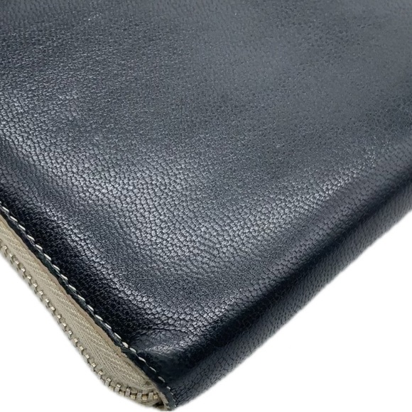 Yves Saint Laurent YSL Black Patent Leather Wallet White Accents & Box Rare - Picture 10 of 15